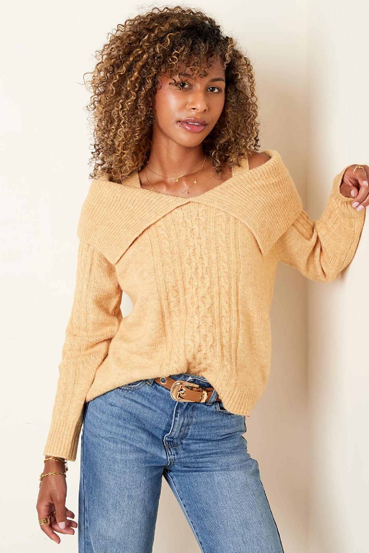 Schulterfreier Pullover Grün S/M